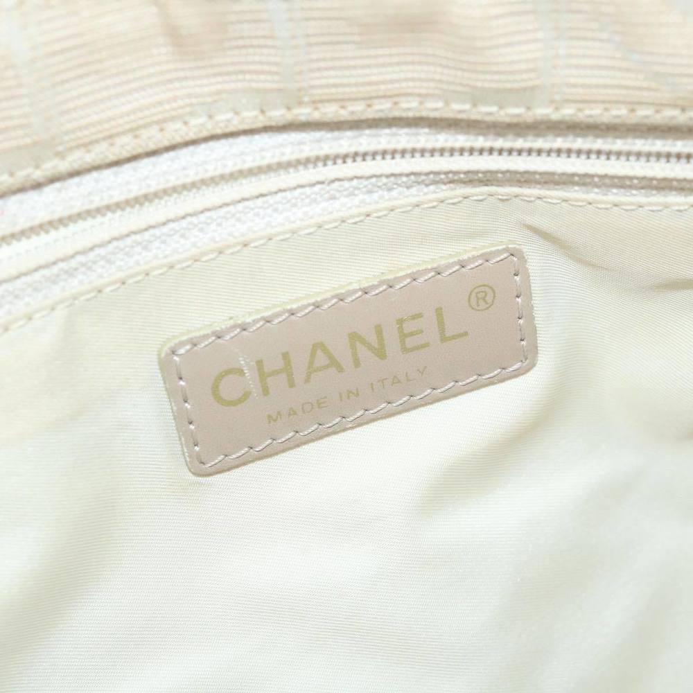 CHANEL New Travel Line Hand Bag Nylon Beige CC Auth ki3740 - Picture 10 of 16